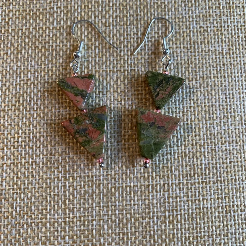 Unakite earrings in sterling NWT